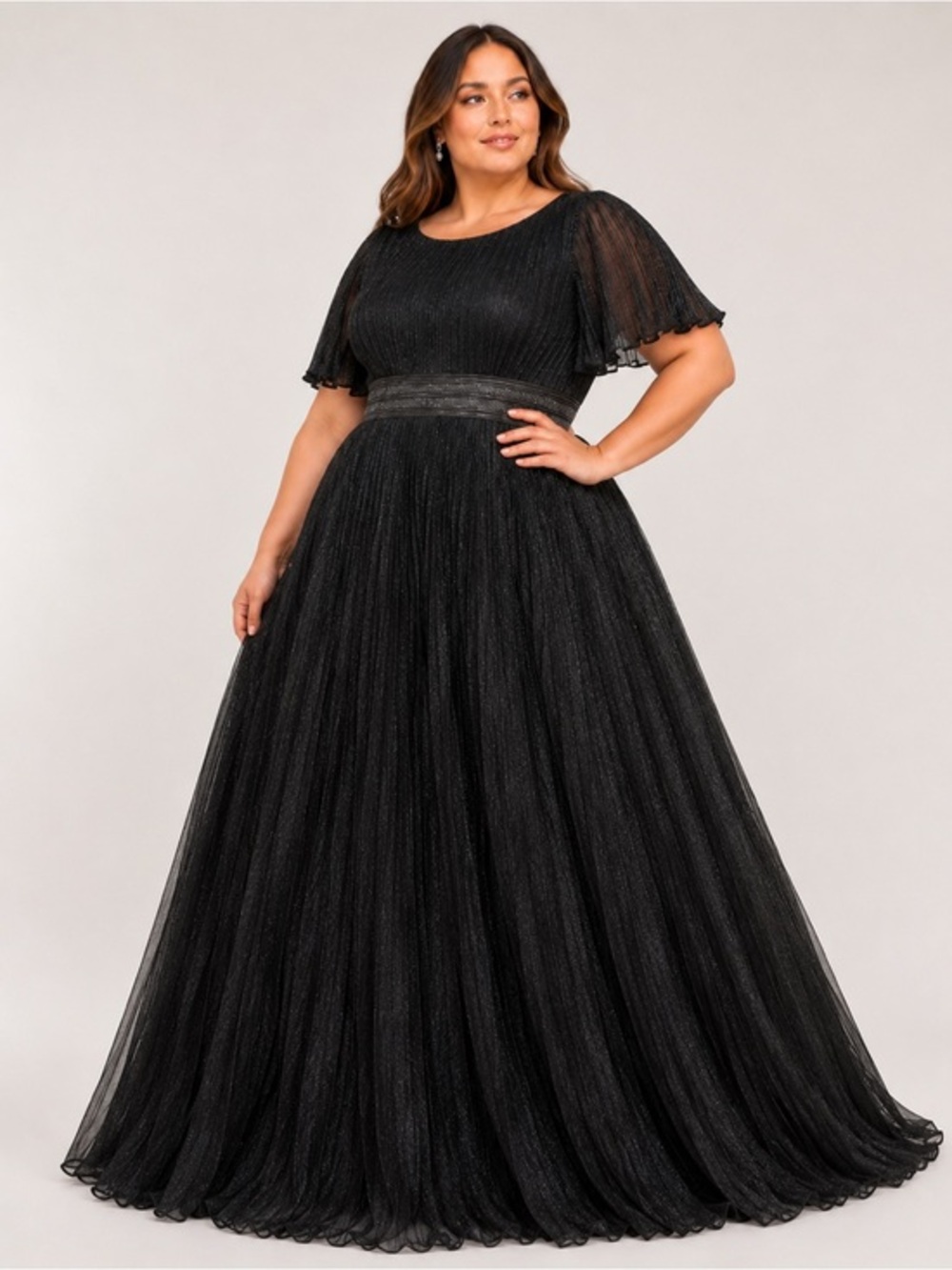 Ieena for Mac Duggal Black Wedding Gown Beaded Pleated Bridal Dress Size 20 NWT